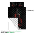 Boxing quilt blanket shown with red glove artwork, printable front side, and white backing