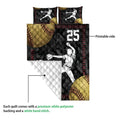 Softball quilt blanket detail showing the printed front, white quilted backing, pitcher artwork, and oversized softball graphics