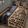 American Staffordshire quilt blanket displayed on a bed with large pit bull portrait and rustic design