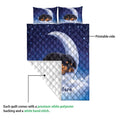 Rottweiler puppy quilt showing the printed front and white reverse backing