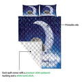 Cane Corso quilt blanket showing the printed blue moon design and white quilted reverse detail