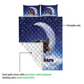 German Shepherd quilt showing the printed front, white quilted backing, and sleeping puppy moon design