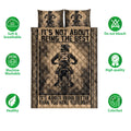 Motocross quilt bedding set shown with dirt bike artwork and visual product feature icons