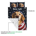 Golden Retriever quilt showing the printed front and white quilted backing detail