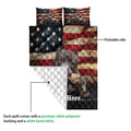 American Staffordshire dog quilt showing the printed front and white quilted backing