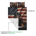 Rottweiler quilt blanket showing the printed front and white quilted backing in a product detail view