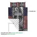 Baseball quilt showing the printed front artwork and white quilted backing in a construction detail view