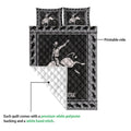 Rodeo quilt blanket showing the printed front and white quilted backing with cowboy bull rider artwork