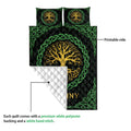 Tree of Life quilt showing the printed front design, quilted construction, and white reverse backing