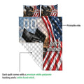 Dirt track racing quilt blanket showing the printed front, quilted backing, and sprint car artwork