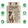 Boxer dog quilt bedding set shown with matching portrait panels and soft neutral artwork