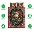 Husky Christmas quilt bedding set shown with festive artwork and soft breathable product feature icons