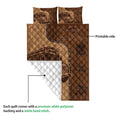 School bus driver quilt showing the printed front and white quilted backing detail