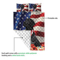 Close view of Labrador Retriever quilt showing the printed flag design and white quilted backing