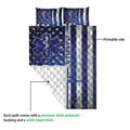 Paramedic quilt blanket showing the printed front artwork and quilted white reverse side in a product detail view