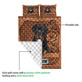 Rottweiler quilt blanket shown with printed front artwork and white quilted backing