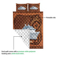 Cruise ship quilt blanket showing the printed front and white quilted reverse side