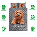 Poodle quilt bedding set with curly-coated dog artwork and soft breathable design icons