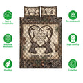 Full hunting quilt bedding set with deer antler artwork, camouflage woodland print, and rustic brown outdoor styling