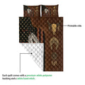 American Native quilt blanket showing the printed front and white quilted backing with bison and feather artwork