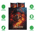 Pirate quilt bedding set with skull artwork, crossed bones, anchor design, and dark red and blue colors