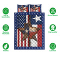 Texas western star quilt bedding set shown front-facing with bold patriotic colors and star-patterned border