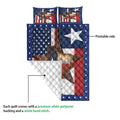 Texas quilt blanket showing the printed front, white quilted backing, and western star artwork