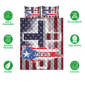 Puerto Rico quilt bedding set shown front-facing with bold flag colors and star patterns