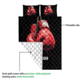 Boxing quilt blanket showing the printed glove design and contrasting quilt backing