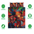 Boxing quilt bedding set shown with vibrant boxer artwork and product feature icons