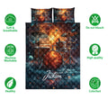 Drum kit quilt bedding set shown flat with vibrant galaxy-inspired music artwork