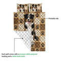 Australian Shepherd quilt blanket showing the printed front design and quilted white backing detail