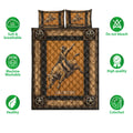 Rodeo quilt bedding set with bull rider artwork, rustic Western styling and feature icons around the design