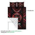Firefighter quilt blanket showing the printed front and white quilted backing detail