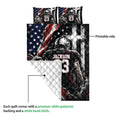 American football quilt showing the printed front artwork and white quilted backing in a product detail view