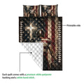 Football quilt showing the printed front and white quilted backing with a helmeted player and oval football artwork