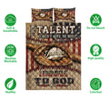 Baseball quilt bedding set shown with glove and ball artwork alongside product feature icons