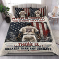 Baseball quilt blanket styled in a bright bedroom with player artwork, stars, stripes, and red white and blue decor