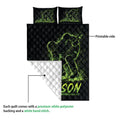Ice hockey quilt showing the printed front and white quilted backing in a product detail view