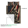 Motocross quilt blanket shown with a printed front and quilted white reverse backing in a product detail view.