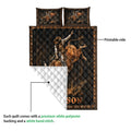 Rodeo quilt showing the printed bull riding design and quilted reverse side in a product detail view