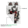 Football quilt bedding set showing the printed front artwork and white quilted reverse backing