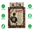 Baseball quilt bedding set shown with player artwork, baseball-themed borders, and soft breathable design icons