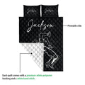 Wrestling quilt blanket shown with printable front and white quilted backing