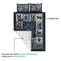 Australian Cattle Dog quilt blanket showing the printed front and white quilted backing