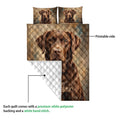 Labrador Retriever quilt showing the printed front artwork and white diamond-stitched reverse side