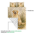 Labrador Retriever quilt showing the printed front, white quilted backing, and botanical dog artwork