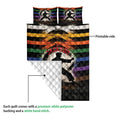 Karate quilt showing the printed martial arts side and white quilted backing in a detail presentation