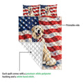 Great Pyrenees quilt blanket showing the printed flag side and white diamond-stitched backing detail