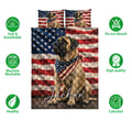 English Mastiff quilt bedding set with American flag design and feature icons